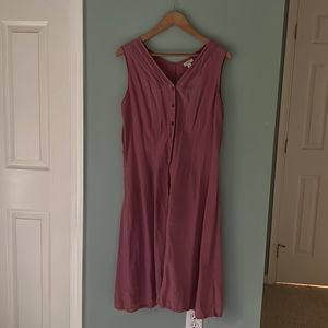 VINTAGE J JILL 100% Linen Button Down Dress Raspberry Size S